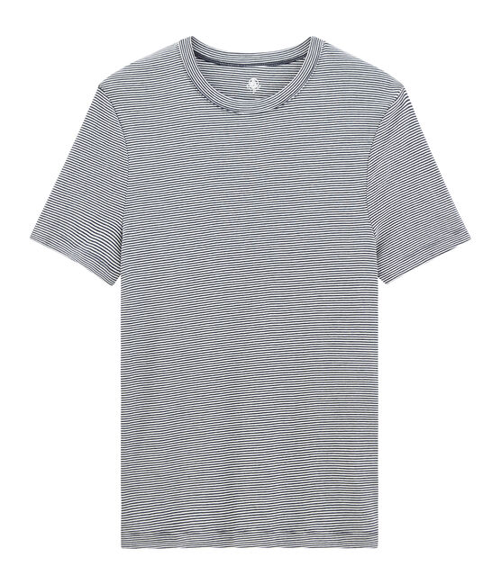Kurzärmeliges t-shirt rundhalsausschnitt herren blau SMOKING/weiss MARSHMALLOW