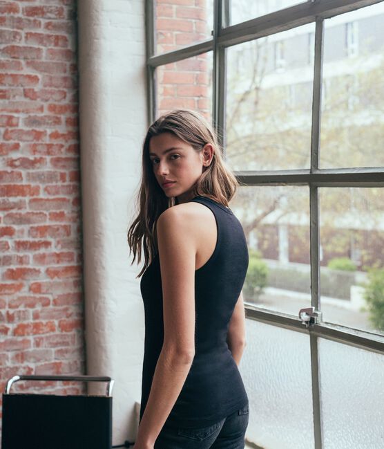 Tanktop Damen einfarbig schwarz NOIR