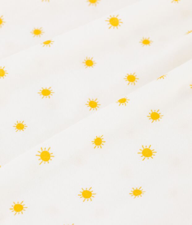 Kurz&auml;rmeliges M&auml;dchen-Nachthemd aus Baumwolle mit Sonnenmotiven weiss/gelb