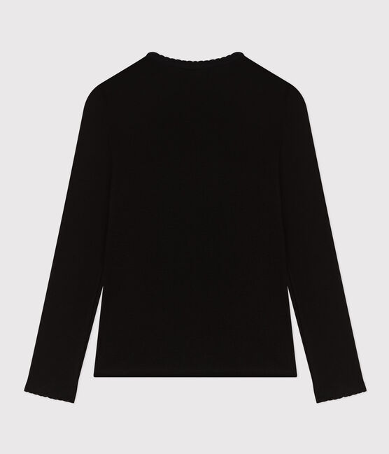Damen-T-Shirt L’ICONIQUE aus Baumwolle mit Mäusezähnchen schwarz NOIR