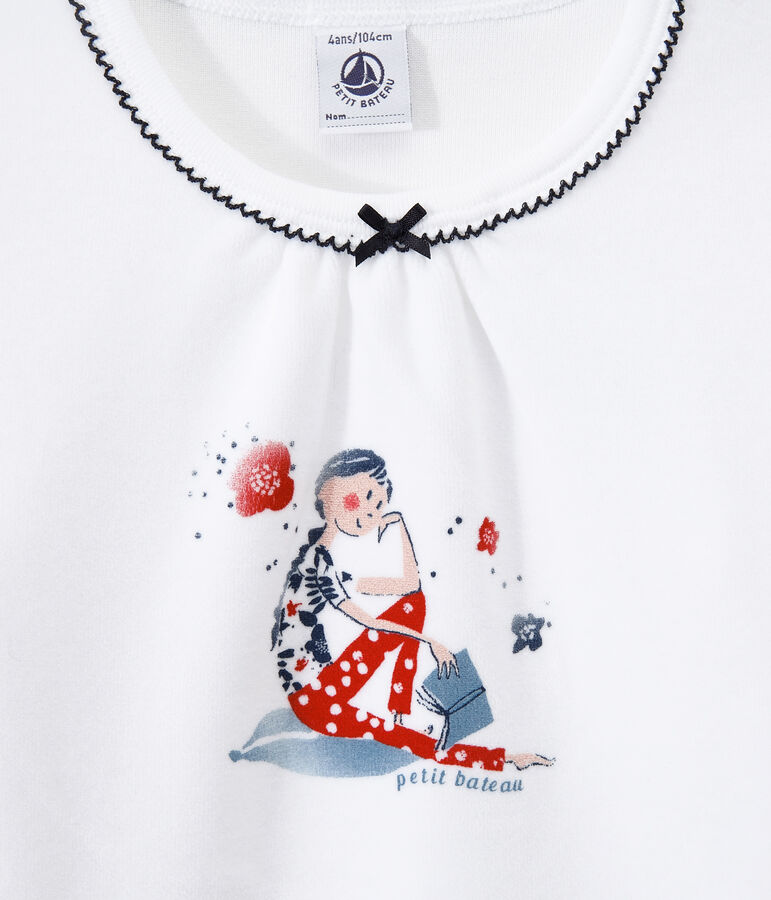 M&auml;dchen-Schlafanzug aus Nicki blau SMOKING/weiss ECUME