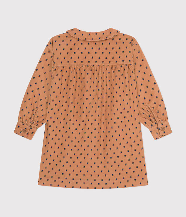 Kinderkleid mit Blumenmotiv aus Cord f&uuml;r M&auml;dchen rosa/vielfarbig