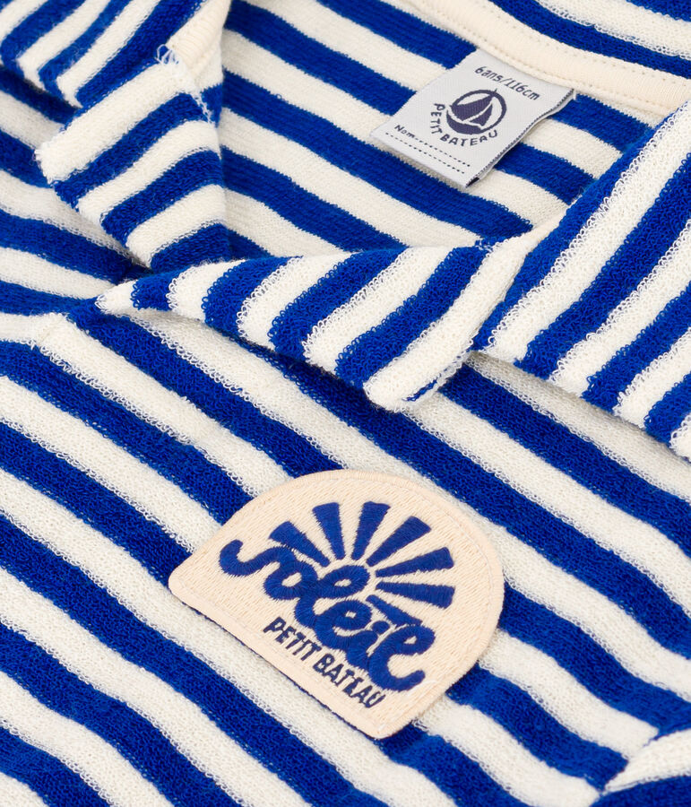 Kurz&auml;rmeliges Poloshirt aus Boucl&eacute;-Frottee Kinder/Jungen blau/naturfarben