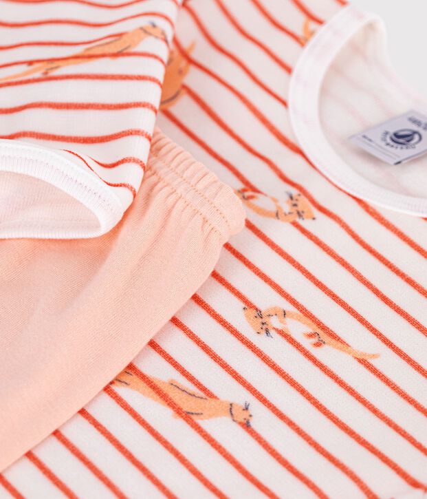 Pyjama  en velours weiss/rosa/vielfarbig