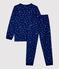 Kinderpyjama im Jacquard-Stil aus Wolle/Baumwolle mit Schneeflockenmotiv blau MEDIEVAL/weiss MARSHMALLOW