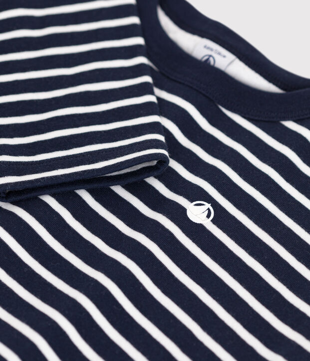 Lang&auml;rmeliges Kinder-T-Shirt aus Doppeljersey f&uuml;r Jungen blau/weiss