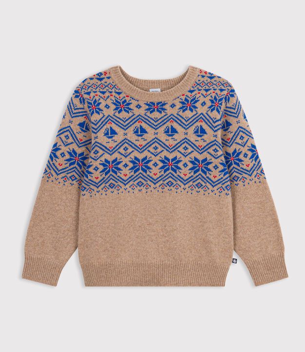 Kinder-Jacquardpullover aus Wolle und Baumwolle vielfarbig/vielfarbig
