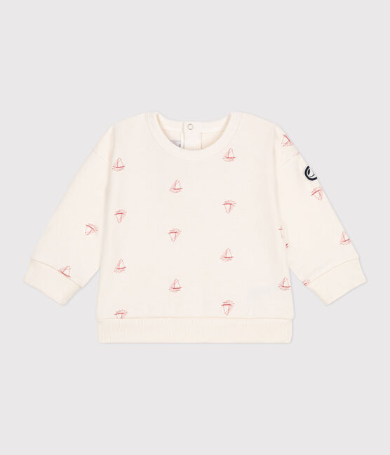 Baby-Sweatshirt aus Baumwolle mit Schiff-Motiv im Vintage-Stil rot MILK/ POMPEI