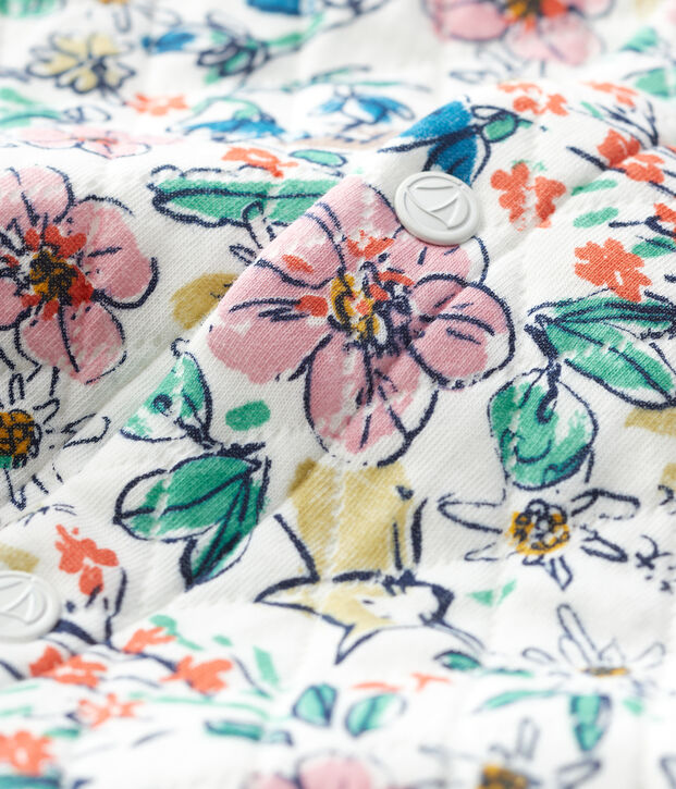 Gesteppter Baby-Cardigan. weiss/vielfarbig