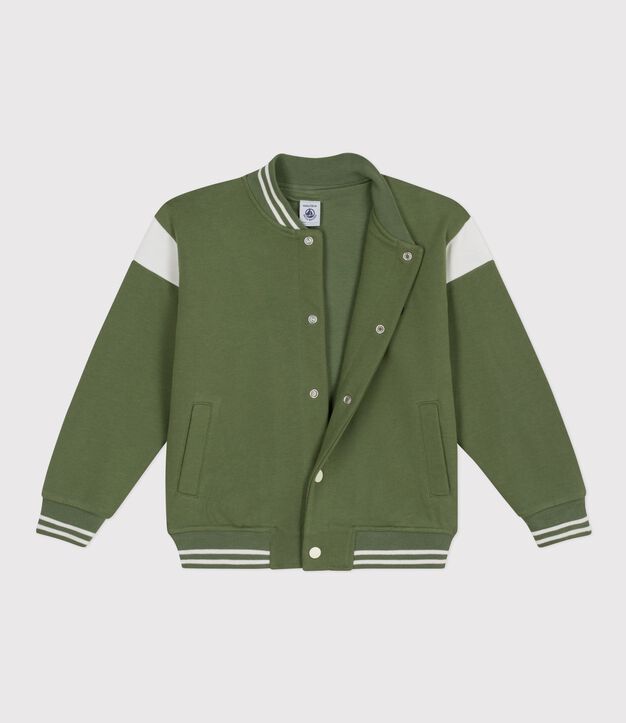 Kinder College-Jacke aus Baumwolle gr&uuml;n/naturfarben
