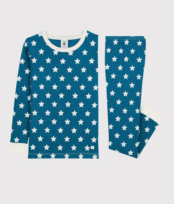 Snugfit-Kinderpyjama aus Bio-Baumwolle mit grafischem Print MALLARD/ ECUME