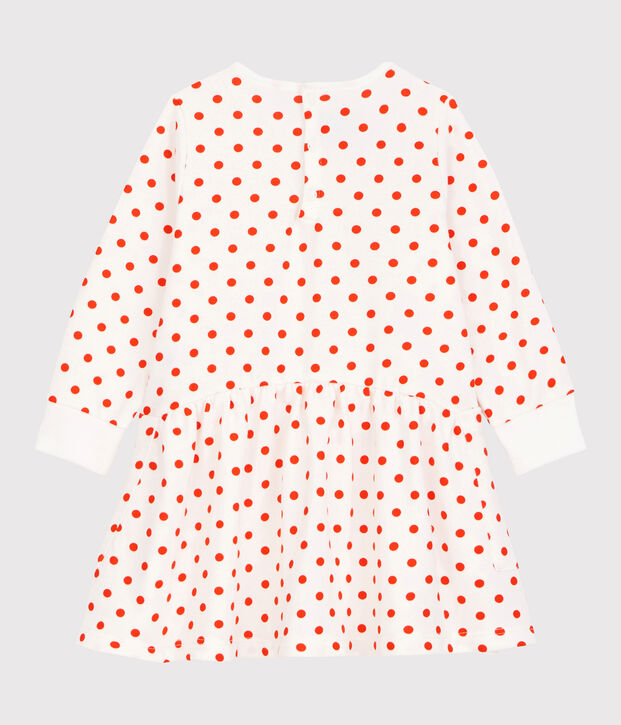 Baby-Kleid aus Molton f&uuml;r M&auml;dchen weiss/orange