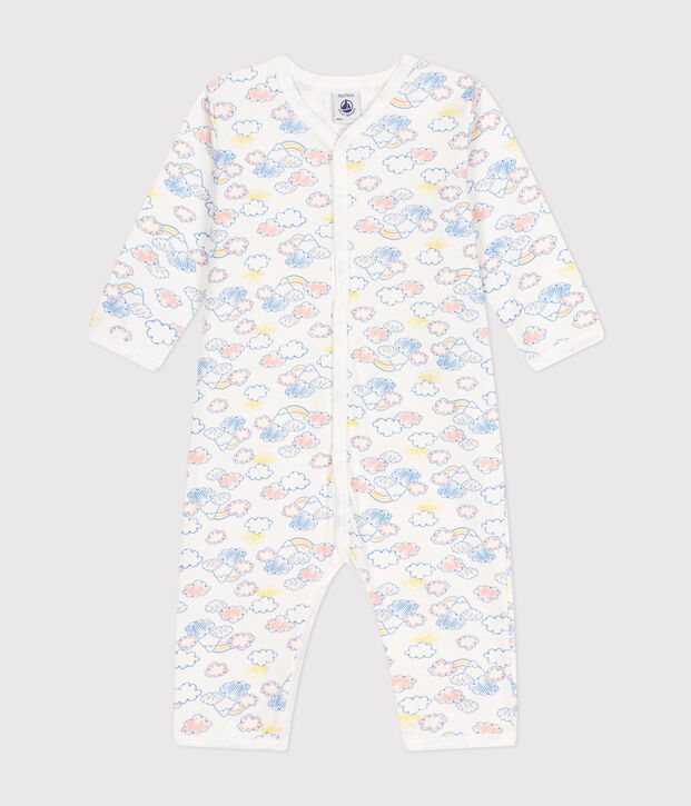 Baby-Strampler ohne F&uuml;&szlig;e aus Baumwolle weiss/vielfarbig