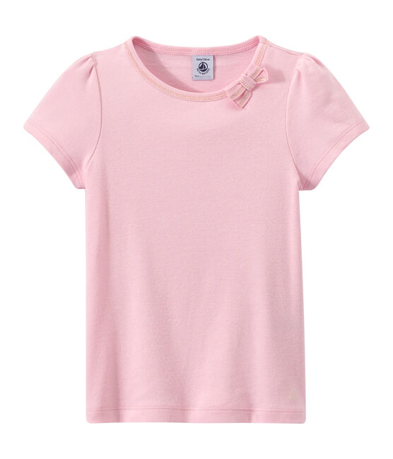 Mädchen-T-Shirt mit Schleifenapplikation rosa BABYLONE