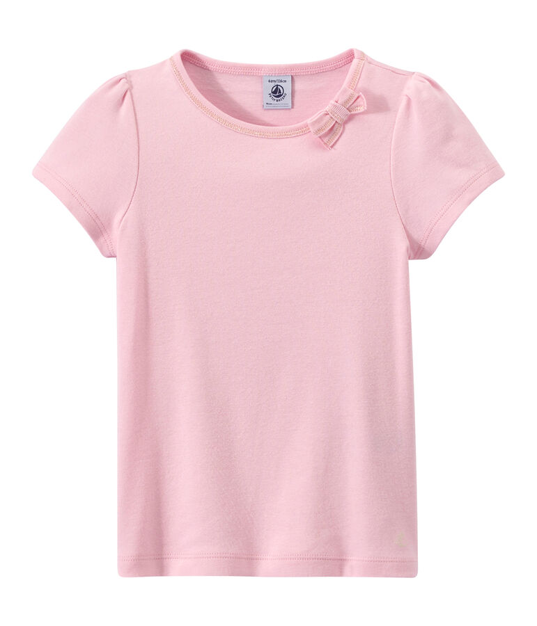 M&auml;dchen-T-Shirt mit Schleifenapplikation rosa