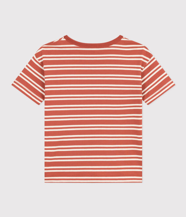 Gestreiftes Jungen-T-Shirt aus Jerseystoff braun/naturfarben