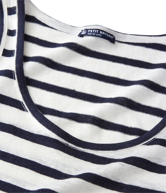 Klassisches Tanktop aus gestreifter Leine für Damen weiss LAIT/blau SMOKING