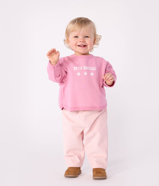 Baby-Sweatshirt aus Baumwolle mit Petit Bateau Vintage-Motiv rosa