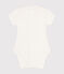 Kurzärmeliger Baby-Body mit Kragen weiss MARSHMALLOW