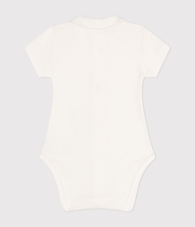 Kurz&auml;rmeliger Baby-Body mit Kragen weiss MARSHMALLOW
