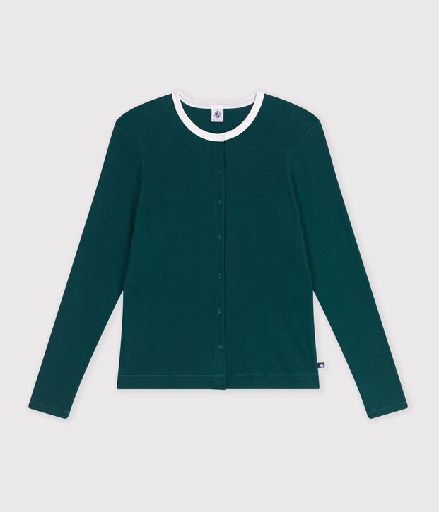 Damen-Cardigan aus einfarbiger Baumwolle TREE