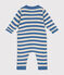Gestreifter Baby-Overall aus Woll- und Baumwollstrick blau BEACH/ AVALANCHE