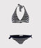 Damen-Bikini mit Streifen-Design blau SMOKING/weiss MARSHMALLOW