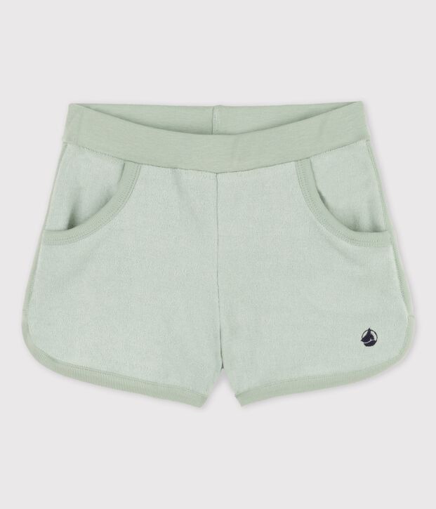 Kindershorts aus Frottee f&uuml;r M&auml;dchen gr&uuml;n