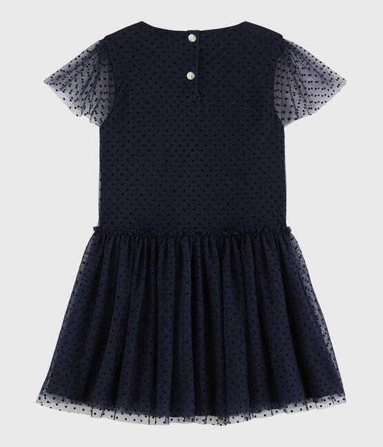 Kurzärmeliges Kinderkleid für Mädchen blau SMOKING