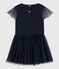 Kurzärmeliges Kinderkleid für Mädchen blau SMOKING