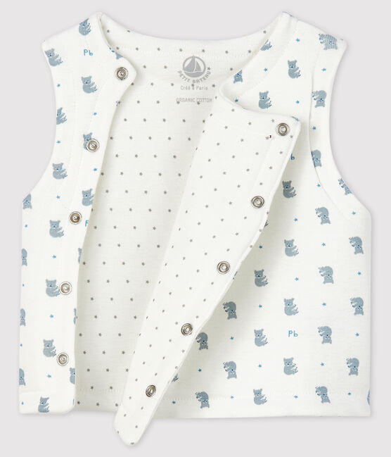 Ärmellose, wattierte Babyjacke aus Bio-Baumwolle weiss MARSHMALLOW+GRIS/ MULTICO