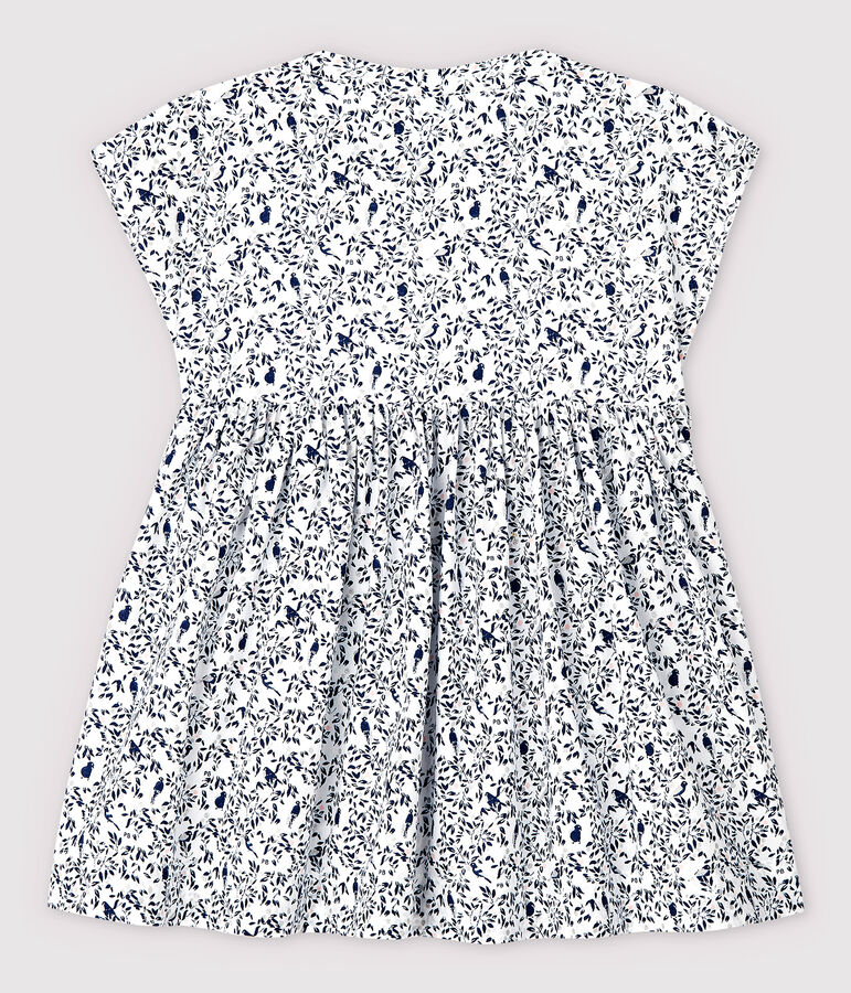 Kurz&auml;rmeliges Baby-Kleid aus Popeline f&uuml;r M&auml;dchen weiss MARSHMALLOW/weiss MULTICO