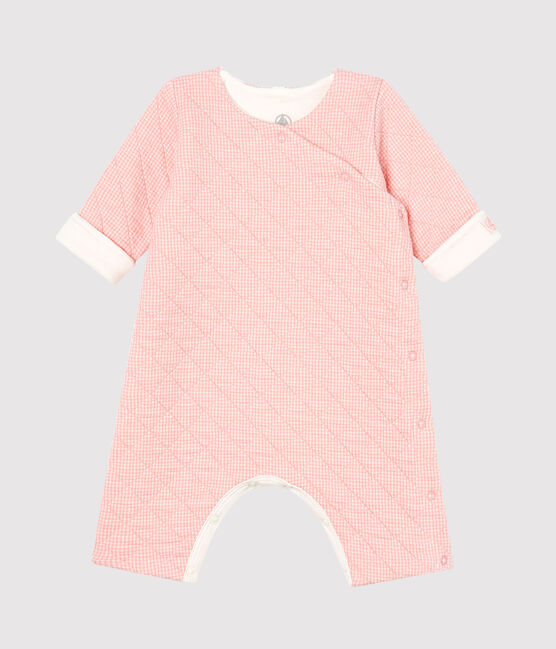Langer Baby-Overall aus gestepptem Doppeljersey rosa CHARME/weiss MARSHMALLOW