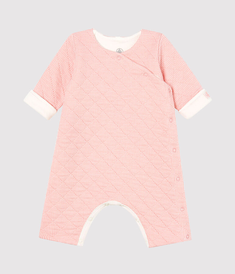 Langer Baby-Overall aus gestepptem Doppeljersey rosa/weiss
