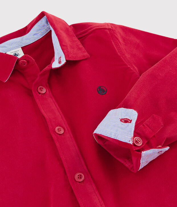Kinderhemd aus Feincord f&uuml;r Jungen rot