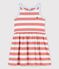 Ärmelloses gestreiftes Kleid aus Baumwolle für Mädchen rosa PAPAYE/ MARSHMALLOW