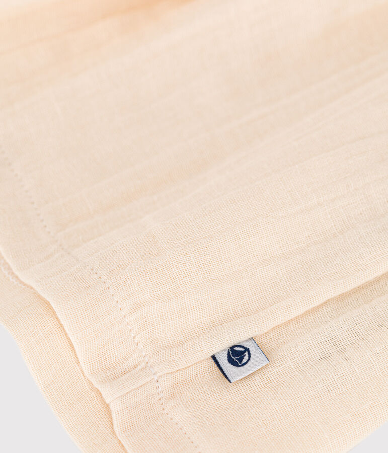 Lang&auml;rmeliges Babykleid aus zwei Materialien naturfarben