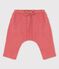 Einfarbige Baby-Pluderhose aus Bio-Musselinstoff rosa PAPAYE