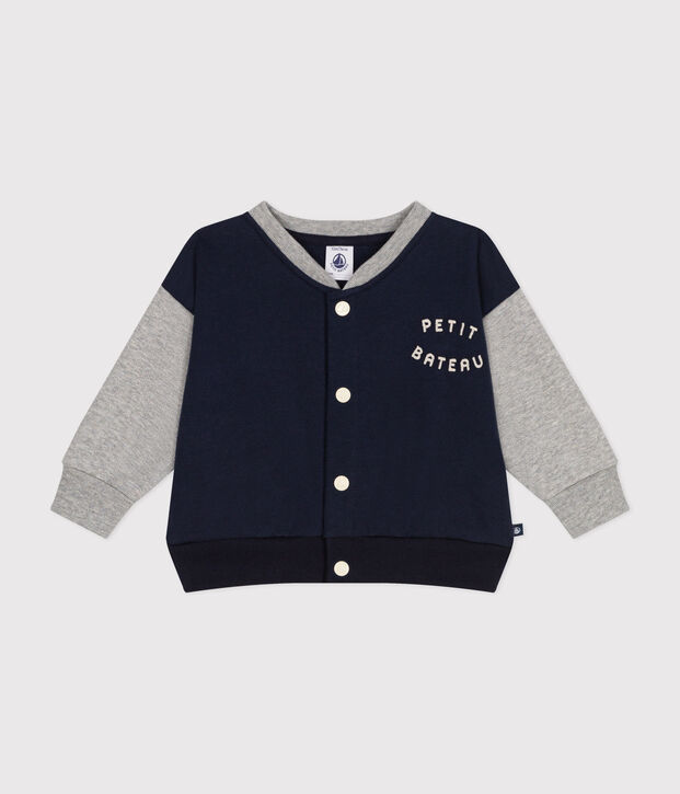 Baby-College-Jacke aus Molton. blau/grau