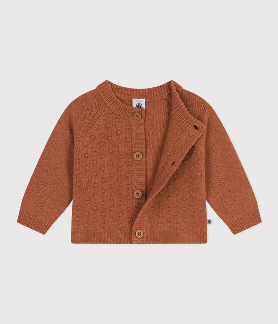 Baby-Cardigan aus Woll-/recyceltem Nylon braun ECUREUIL
