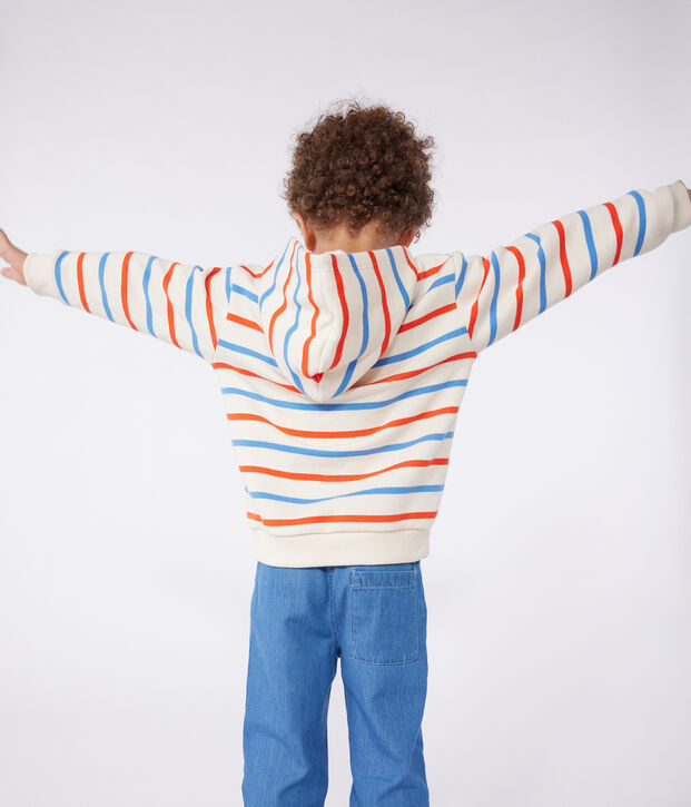 Kinder Unisex-Kapuzensweatshirt aus Baumwolle mit Streifen naturfarben/vielfarbig