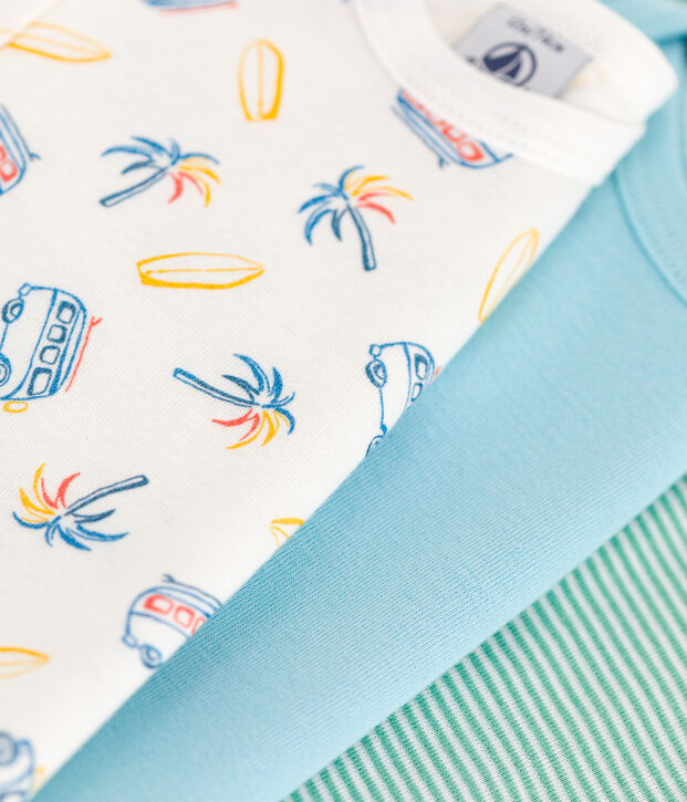 3er-Set kurz&auml;rmelige Strampler aus Baumwolle mit Minibus-Motiv vielfarbig