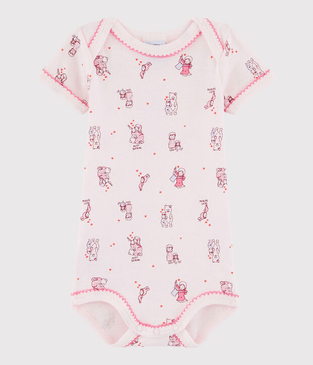 Kurz&auml;rmeliger Baby-Body M&auml;dchen rosa/vielfarbig