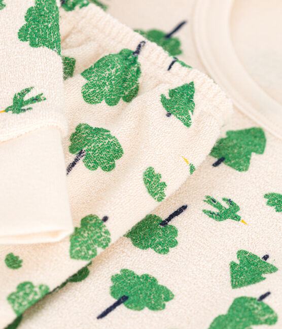 Kinder-Pyjama aus aufgerautem Frottee mit Baummotiv weiss AVALANCHE/ MULTICO