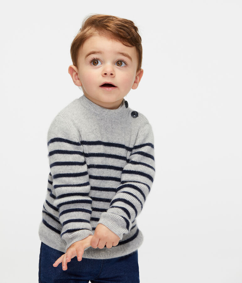Baby-Kaschmirpullover f&uuml;r Jungen grau/blau