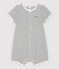  Kurzer Baby-Overall aus dickem Bio-Baumwoll weiss MARSHMALLOW/blau SMOKING