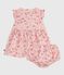 Ärmelloses Baby-Kleid aus Baumwolle mit dazu passendem Bloomer rosa JOLI/weiss MULTICO