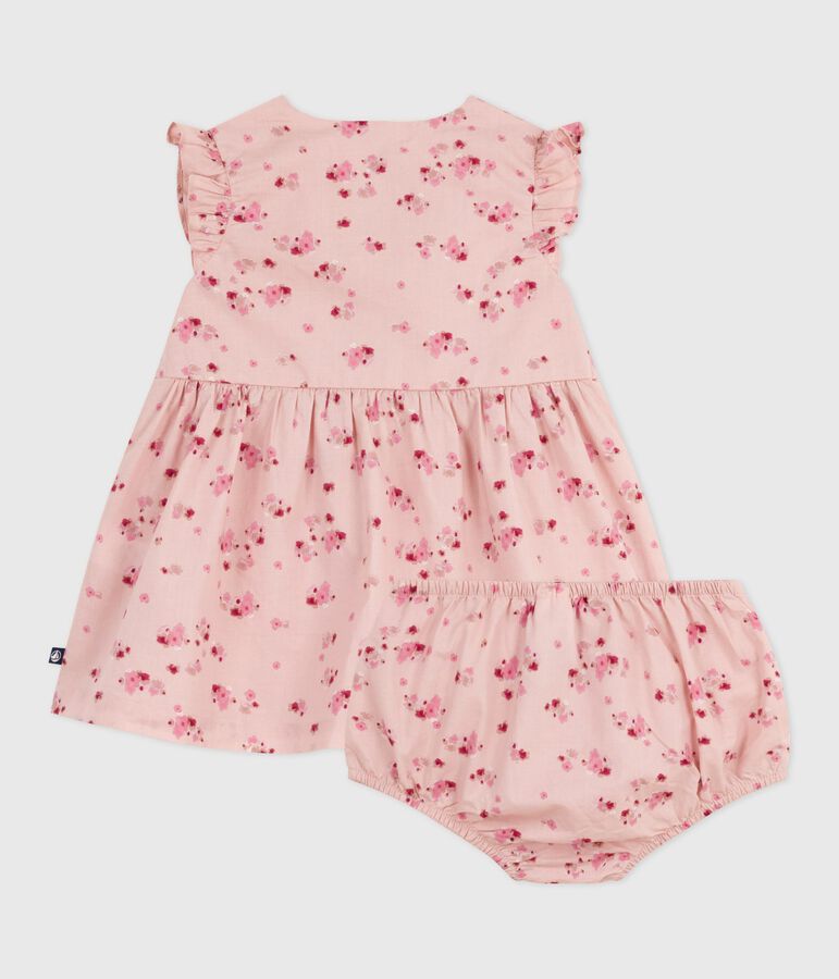 &Auml;rmelloses Baby-Kleid aus Baumwolle mit dazu passendem Bloomer rosa/vielfarbig