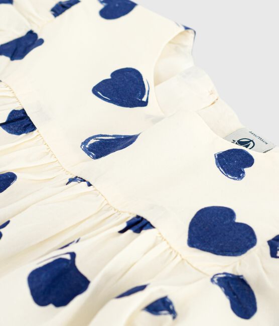 Kurzärmelige Kinder-Bluse aus gemustertem Baumwoll-Popeline blau MILK/ SOIR