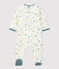 Baby-Strampler aus Bio-Baumwoll-Velours mit Flügelpferd-Muster weiss MARSHMALLOW/weiss MULTICO